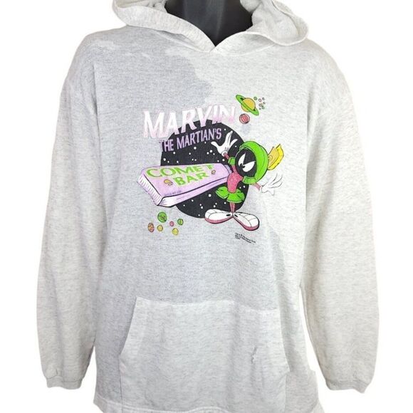 Marvin The Martian Sweatshirt Hoodie Vintage 90s Looney Tunes Made In USA Mens - Picture 1 of 9